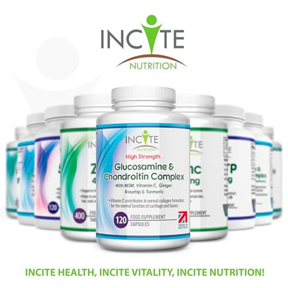 Glucosamine and Chondroitin High Strength Complex with MSM, Vitamin C, Ginge Incite NutritionUS supplements