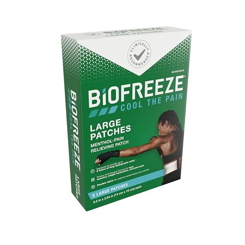 Biofreeze Menthol Pain Relieving Patches (5 Patches Per Box) Up To 8 Hours Of Pain Relief From Sore Muscles, Arthritis, Backaches, Spains, Bruises, Strains And Joint Pain (Package May Vary) BiofreezeAu supplements