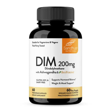 Sandhu's DIM Supplement 200 mg -60 Capsules - Diindolymethane with Ashwagandha Sandhu'sUS supplements