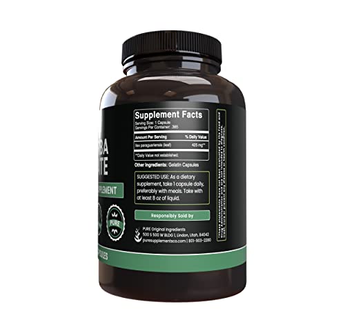 PURE ORIGINAL INGREDIENTS Yerba Mate (365 Capsules), No Magnesium Or Rice Fillers PURE ORIGINAL INGREDIENTSAu supplements