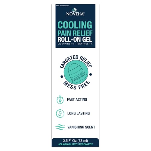 NOVEHA Lidocaine Roll-On Gel 4% | Maximum Strength Temporary Topical Pain Relief for Minor Muscle & Joint Aches | Cooling Formula with Menthol & Arnica | Non-Greasy, Quick-Drying | 2.5 fl oz NOVEHAAu supplements