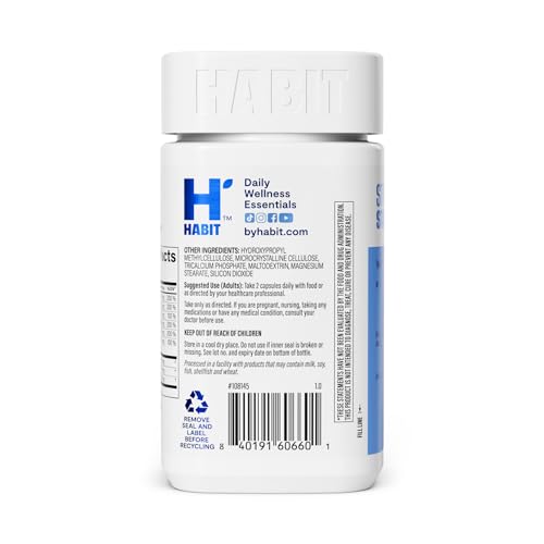 Habit Stress Relief Supplement (60 Capsules) - New Look, Supports Relaxation & Mood Balance, Vitamin B, Adaptogens, Lemon Balm, Calming, Vegan, Non-GMO (1 Pack) H' HabitAu supplements