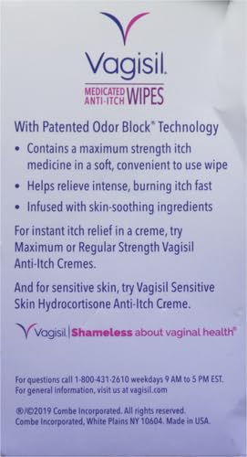 Vagisil Anti-Itch Medicated Feminine Intimate Wipes for Women, Maximum Strength, Gynecologist Tested VagisilAu supplements