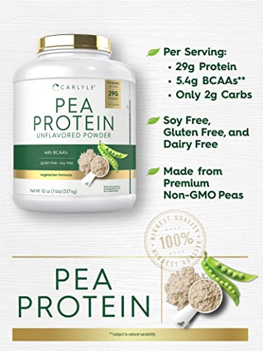 Carlyle Pea Protein Powder with BCAA'S 7lb | Unflavored | 29G Protein | Non-GMO, Gluten CarlyleUS supplements