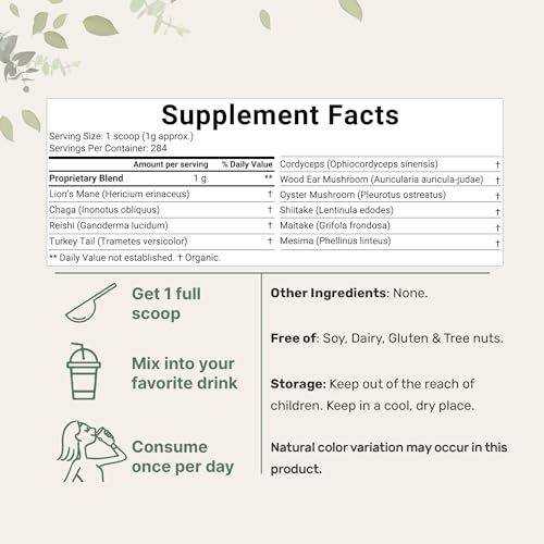 Sustainably US Grown, Organic Mega Mushroom 10 in 1 Complex Formula Powder Micro IngredientsUS supplements