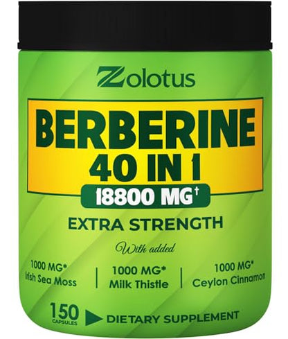 Zolotus 18800mg Berberine Supplement 40 in 1, with Sea Moss, Cinnamon, Milk Thistle ZolotusUS supplements