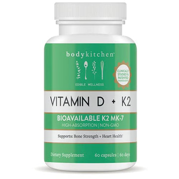Body Kitchen Vegan Plant-Based Vitamin D3 + K2 (MK7) Supplement, Bone and Heart Body KitchenUS supplements