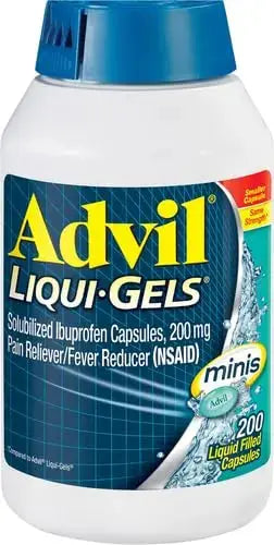 Advil Liqui-Gels minis Pain Reliever and Fever Reducer, Pain Medicine for Adults with Ibuprofen 200mg for Pain Relief - 200 Liquid Filled Capsules AdvilAu supplements