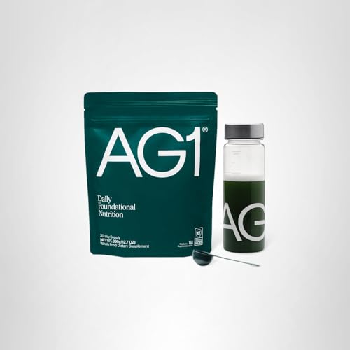 AG1 Greens Powder Supplement | Improve Gut Health | Multivitamin, Probiotic, Gluten Free, Vegan and Keto Friendly | Shaker & Scoop Included | 75 Vitamins (Athletic Greens), Classic Formula AG1Au supplements