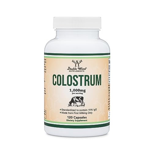 Colostrum Supplement 120 Capsules, 1,000mg per Serving (Bovine Colostrum Powder Double Wood SupplementsUS supplements