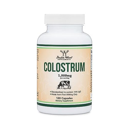 Colostrum Supplement 120 Capsules, 1,000mg per Serving (Bovine Colostrum Powder Double Wood SupplementsUS supplements