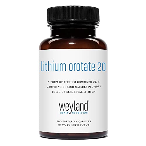Lithium Orotate 20mg (1 Bottle), 60 Vegetarian Capsules, Lithium Supple Weyland Brain NutritionAu supplements