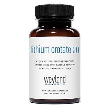 Lithium Orotate 20mg (1 Bottle), 60 Vegetarian Capsules, Lithium Supple Weyland Brain NutritionAu supplements