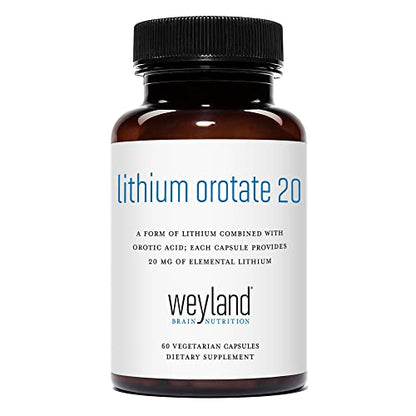 Lithium Orotate 20mg (1 Bottle), 60 Vegetarian Capsules, Lithium Supple Weyland Brain NutritionUS supplements
