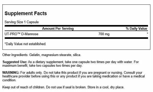 Swanson D-Mannose 700 Milligrams 60 Capsules SwansonAu supplements