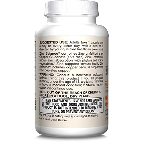 Jarrow Formulas Zinc Balance 15 mg - 100 Servings (Veggie Caps) - Zinc with Copper - Essential Minerals for Immune System Support - Immune Support Supplement - Gluten Free Copper Supplement, Vegan Jarrow FormulasAu supplements
