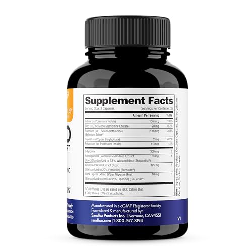 Sandhu's Thyroid Support Complex with Iodine Supplement|60 Capsules, 30 Days Supply Sandhu'sAu supplements