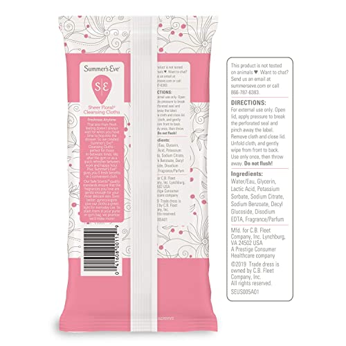 Summer's Eve Sheer Floral Daily Refreshing Feminine Wipes, Removes Odor, pH balanced Summer's EveAu supplements