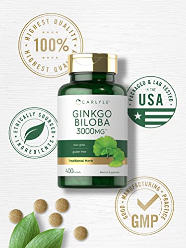 Carlyle Ginkgo Biloba 3000mg | 400 Tablets | Non-GMO, Gluten Free CarlyleAu supplements