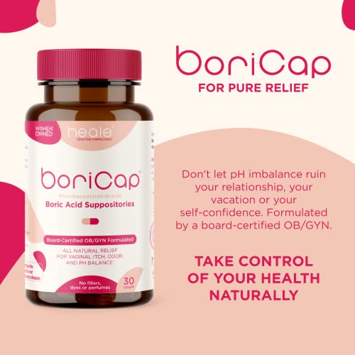 BoriCap - Boric Acid Suppositories for Women - 600 mg - Vaginal Health, pH Balance, Itch & Odor - Natural BoriCapAu supplements