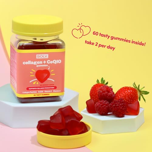 Collagen Peptides CoQ10 Vitamin Gummies. Vitamins A C Supplement, Biotin. Supports Collegen SOLVAu supplements