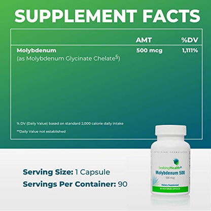 Seeking Health Molybdenum 500, Molybdenum Glycinate Chelate Supplement Seeking HealthUS supplements