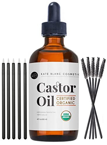 Kate Blanc Cosmetics Organic Castor Oil (4oz). 100% Pure, Cold Pressed, Hexane Free in a Glass Bottle Kate Blanc CosmeticsAu supplements