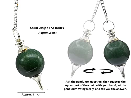 Green Aventurine Crystal Ball Pendulum for Divination - Dowsing Pendulum Necklace with Chain Amazing GemstoneAu supplements