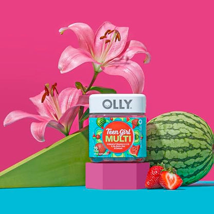 Olly Teen Girl Multi Gummy, Healthy Skin and Immune Support, 15 Essential Vitamins, Biotin, Zinc, Calcium, Chewable Multivitamin OLLYUS supplements