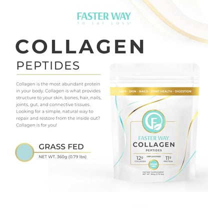 FASTer Way to Fat Loss, Unflavored, 360g Grass-Fed Beef Collagen Peptides for Skin FASTer Way to Fat LossUS supplements