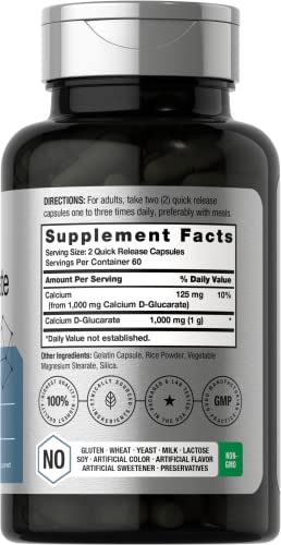 Calcium D-Glucarate 1000mg | 120 Capsules | Non-GMO, Gluten Free Supplement HorbäachAu supplements