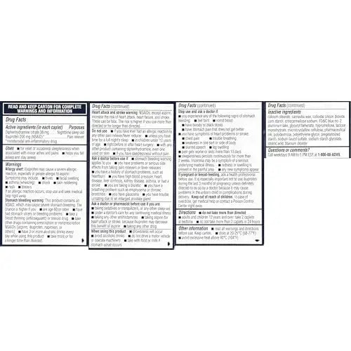 Advil PM Pain Reliever and Nighttime Sleep Aid, Pain Medicine with Ibuprofen for Pain Relief and Diphenhydramine Citrate for a Sleep Aid - 40 Coated Caplets AdvilAu supplements
