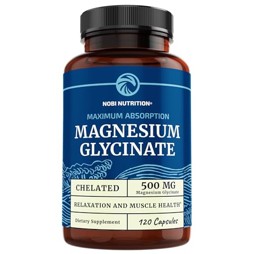 Magnesium Glycinate 500mg | Chelated Bisglycinate Complex for Muscle Relaxation Nobi NutritionUS supplements