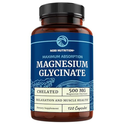 Magnesium Glycinate 500mg | Chelated Bisglycinate Complex for Muscle Relaxation Nobi NutritionUS supplements