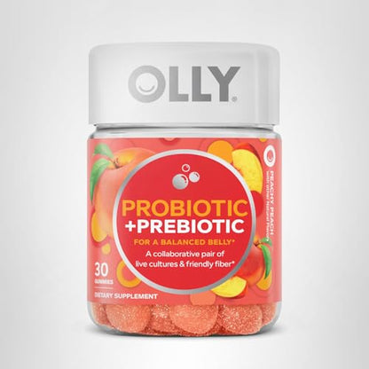 OLLY Probiotic + Prebiotic Gummy, Digestive Support and Gut Health, 500 Million CFUs, Fiber, Adult Chewable Supplement OLLYUS supplements