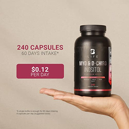 Myo-Inositol & D-Chiro Inositol by B Life - 240 Capsules | Made in USA | 40:1 Ratio B Life CompanyUS supplements