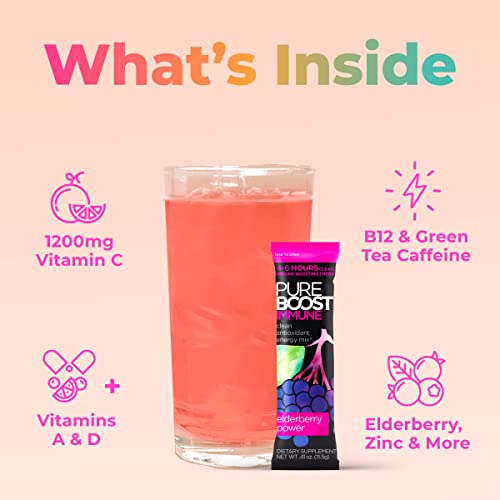 Pureboost Immune Clean Energy Drink Mix: Immunity Supplement with Elderberry PureboostUS supplements