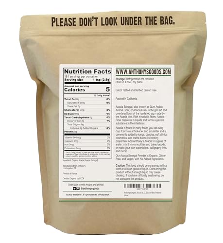 Anthony's Organic Acacia Senegal Powder, 1 lb, Batch Tested Gluten Free, Non GMO Anthony'sAu supplements
