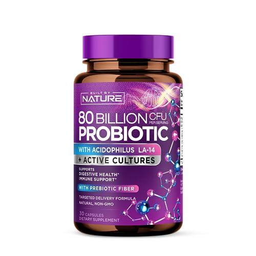 80 Billion CFU Probiotic - Daily Digestive Gut Health Supplement for Men & Women Built by NatureUS supplements