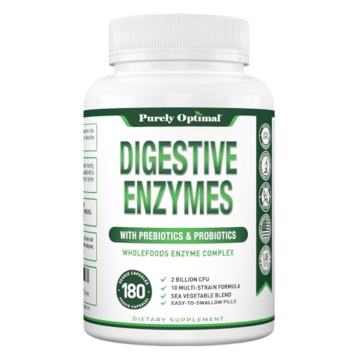 Purely Optimal Premium Digestive Enzymes Plus Prebiotics & Probiotics - for Better Digestio Purely OptimalUS supplements