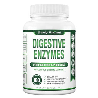 Purely Optimal Premium Digestive Enzymes Plus Prebiotics & Probiotics - for Better Digestio Purely OptimalUS supplements