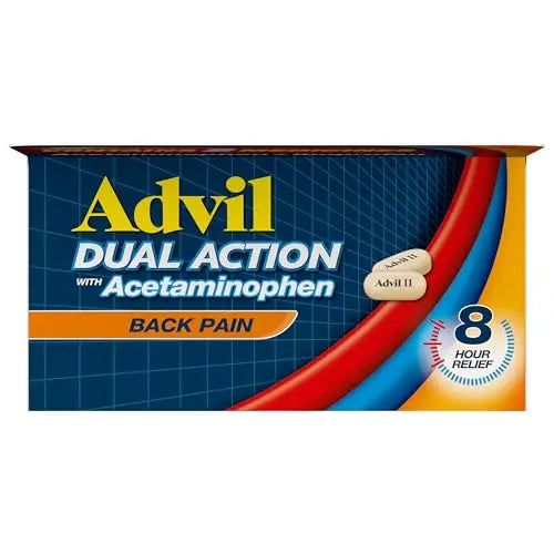 Advil Dual Action Back Pain Caplets Delivers 125mg Ibuprofen and 250mg Acetaminophen Per Dose for 8 Hours of Back Pain Relief - 144 Count AdvilAu supplements