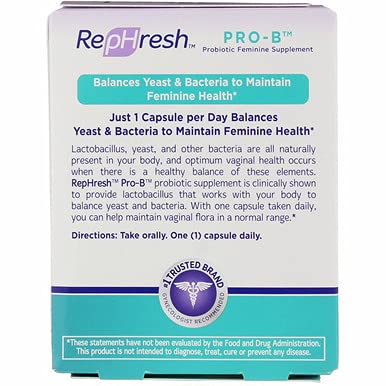 RepHresh Pro-B Vaginal Probiotic Feminine Supplement One Bottle 30 Count RephreshAu supplements