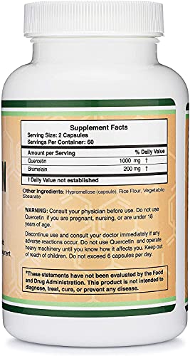 Quercetin with Bromelain - 120 Count (1,200mg Servings) Immune Health Capsules Double Wood SupplementsUS supplements
