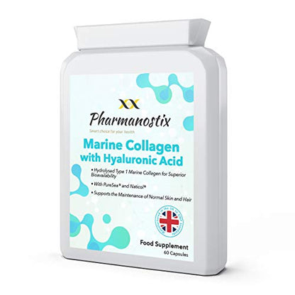 Marine Collagen with Hyaluronic Acid & Seaweed - 60 Capsules - Skin, Hair & Nails Formula PharmanostixUS supplements