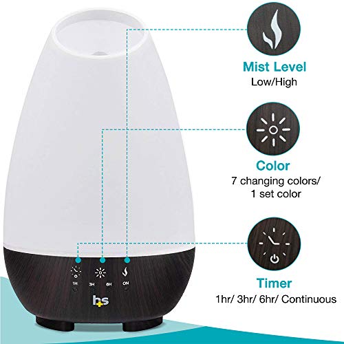 HealthSmart Essential Oil Diffuser, Cool Mist Humidifier and Aromatherapy Diffuser, FSA HSA Eligible with 500ML HealthSmartAu supplements