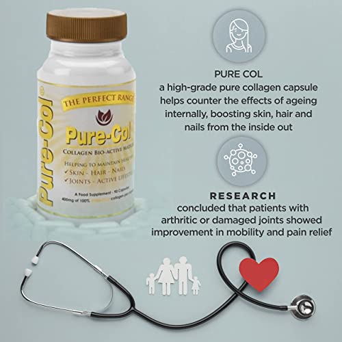 Pure-COL Collagen 90 Capsules 400mg Bio-Active Matrix High Strength Collagen Tablets The Perfect RangeAu supplements