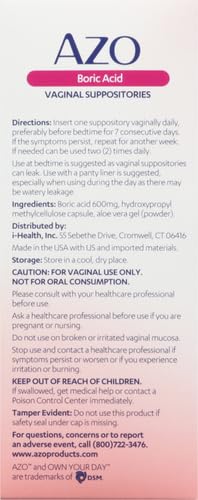 AZO Boric Acid Vaginal Suppositories, Helps Support Odor Control and Balance Vaginal PH AZOAu supplements