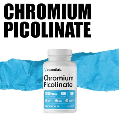 Bucked Up Chromium Picolinate 1000mcg Per Serving, Bucked Up Essentials (180 Servings Bucked UpUS supplements