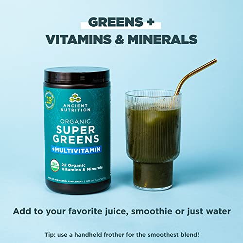 Ancient Nutrition Organic SuperGreens and Multivitamin Powder with Probiotics Ancient NutritionUS supplements